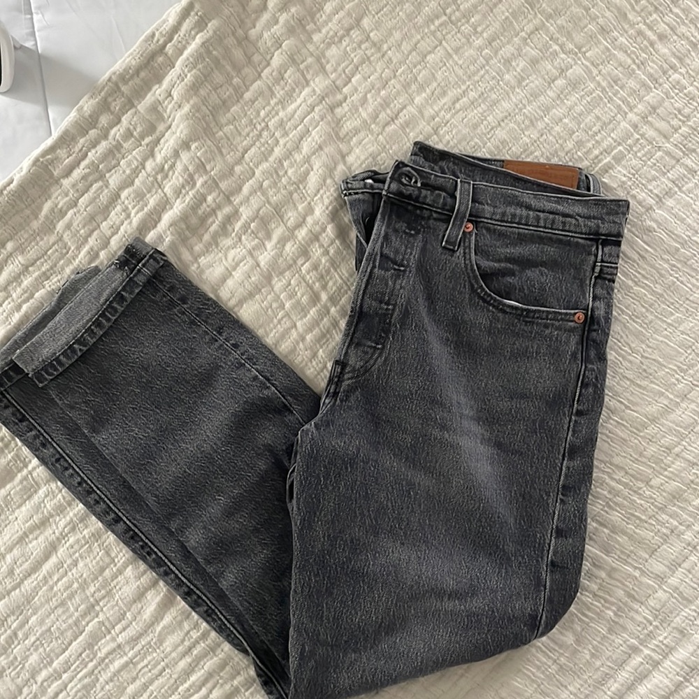 Levi’s 501 Skinny Jeans, size 8, dark wash.